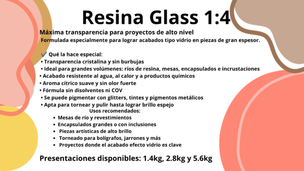 1A4 Resina Glass (1:4) 2.8kg - Para Espesores y Mesas de Rio