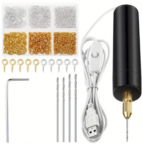 Taladro Eléctrico USB Para Resina Incluye Mechas Tornillo Pitones - Mini Torno para Manualidades