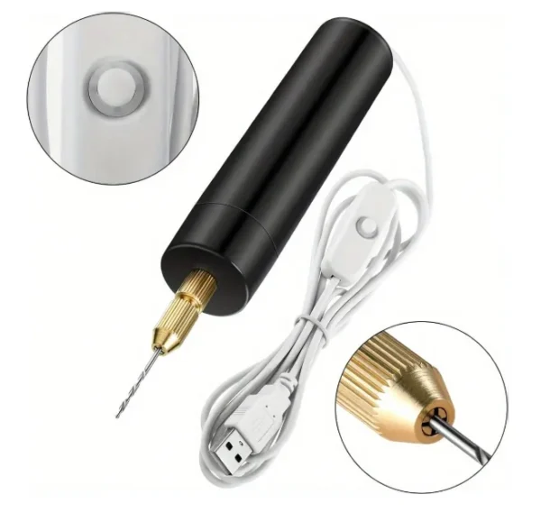 Taladro Eléctrico USB Para Resina Incluye Mechas Tornillo Pitones - Mini Torno para Manualidades