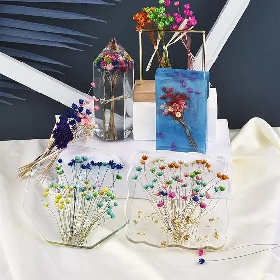 Flores Secas Diamantinas para Resina Epoxi CELESTE - Ramo de flores 30 unidades