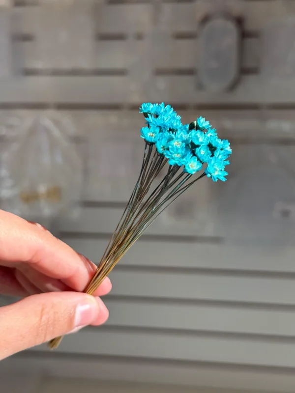 Flores Secas Diamantinas para Resina Epoxi TURQUEZA - Ramo de flores 30 unidades