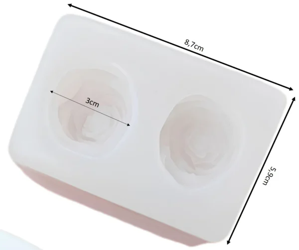 Molde-2-Rosas-Grandes-medidas Molde de silicona para vela y yeso 2 Rosas Medianas