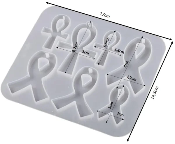 Molde de silicona cruz x3 y cintas x4 colgantes