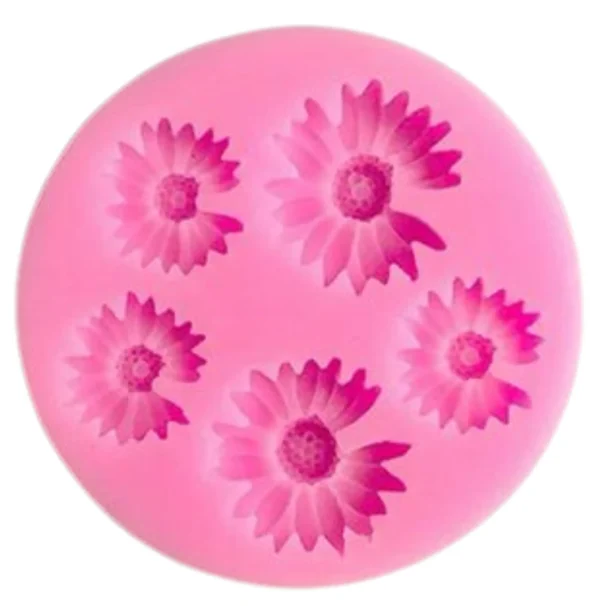 Molde de silicona para vela y yeso 5 margaritas chicas