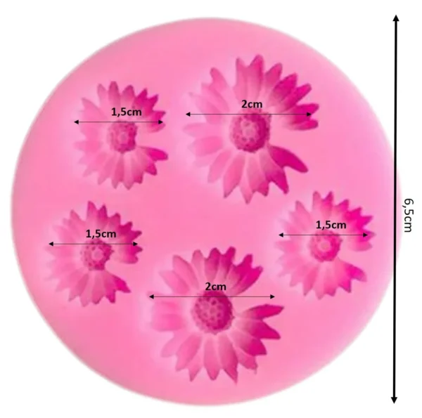 Molde de silicona para vela y yeso 5 margaritas chicas