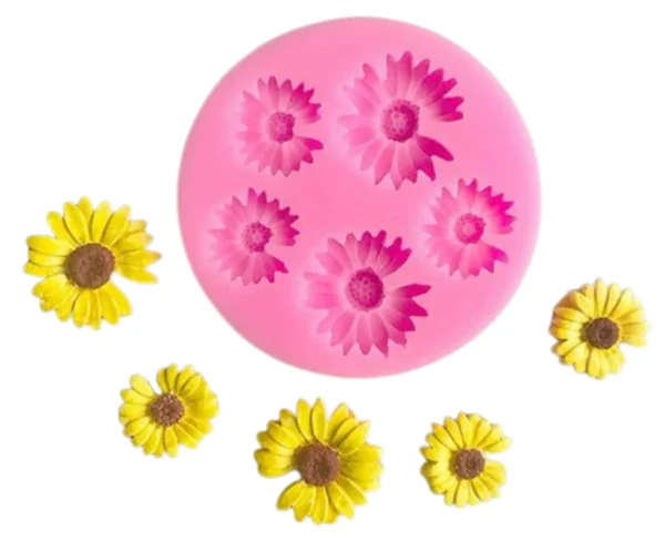 Molde de silicona para vela y yeso 5 margaritas chicas