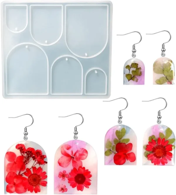 Molde de silicona dijes pendientes forma de arco distintos tamaños - joyería en resina