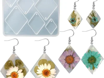 Molde-6-Dijes-varios-tamaños-rombo Molde de silicona dijes pendientes forma de ROMBO distintos tamaños - joyería en resina