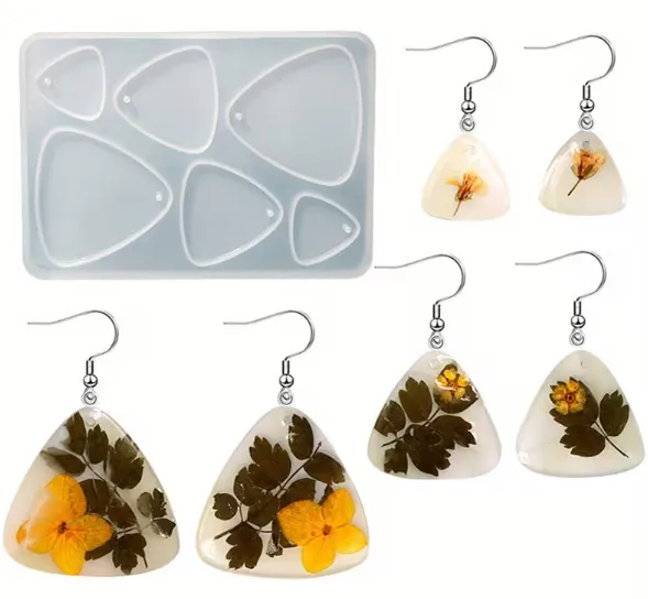 Molde de silicona dijes pendientes forma de TRIANGULO OVALADO distintos tamaños - joyería en resina