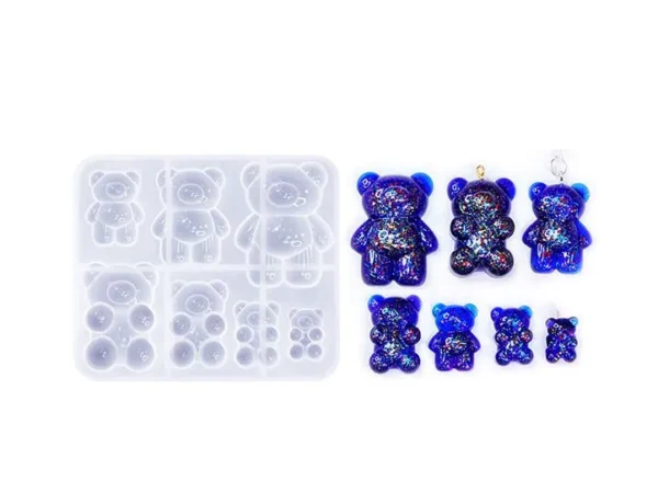 Molde de silicona 7 ositos diferentes medidas