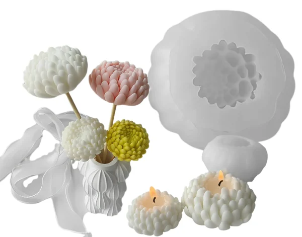 Molde de silicona para vela y yeso Flor Crisantemo grande