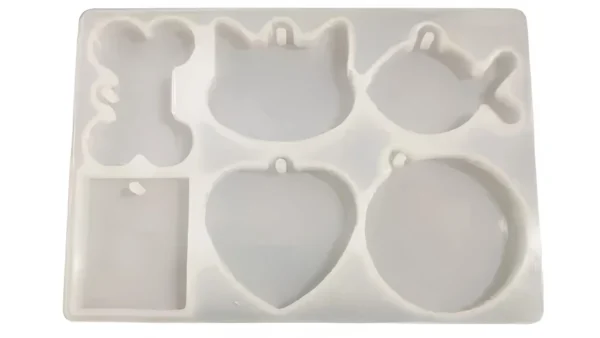 Molde de silicona llavero varios modelos gato-corazon-huesito y mas