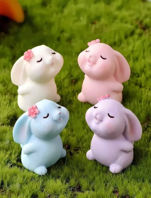 Molde de Silicona Conejito, Conejo con Flores en la Cabeza para Velas, Resina, Yeso y Cemento Creativo