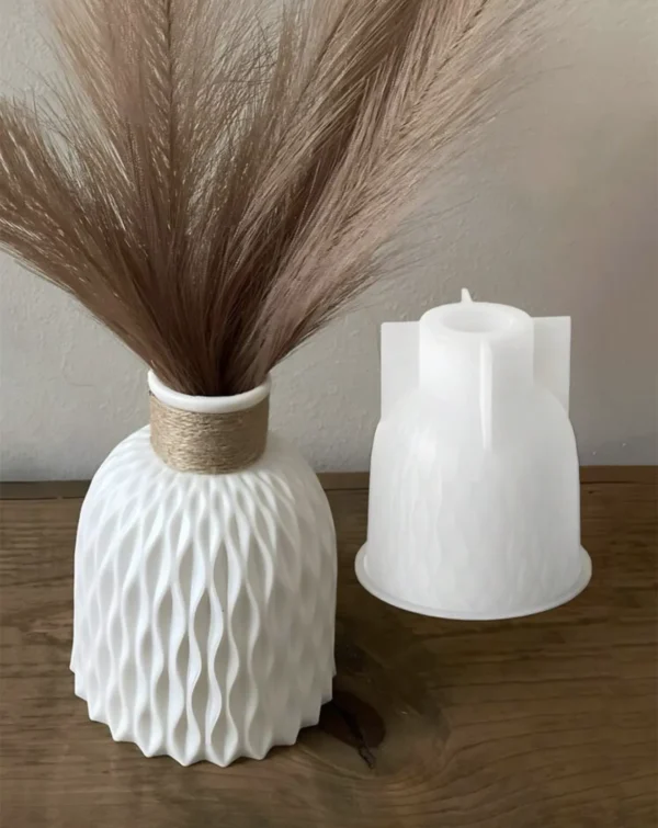 Molde de Silicona Florero Ondulado Minimalista para Resina, Yeso y Cemento Creativo