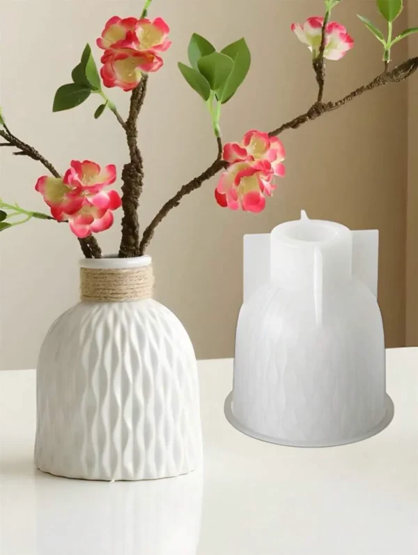 Molde de Silicona Florero Ondulado Minimalista para Resina, Yeso y Cemento Creativo