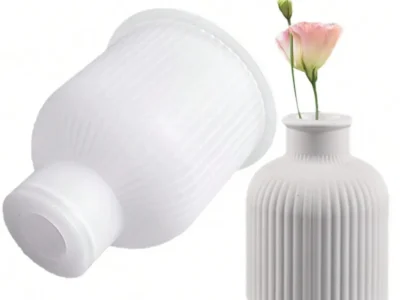 Molde-Silicona-Florero-Rayado-muestra Molde de Silicona Florero Rayado Minimalista para Resina, Yeso y Cemento Creativo