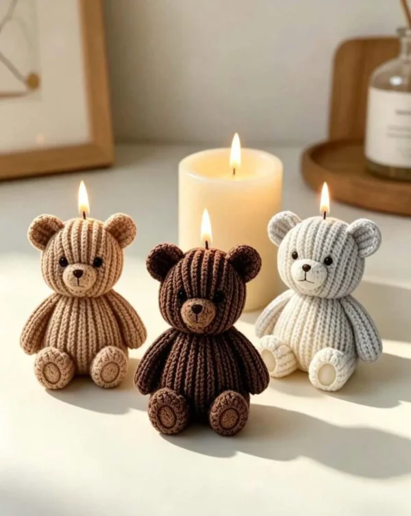 Molde de Silicona Osito de Lana Sentado para Velas, Resina, Yeso y Cemento Creativo