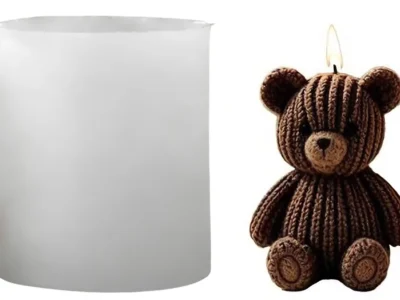 Molde-Silicona-Mini-Osito-peluche-muestra Molde de Silicona Osito de Lana Sentado para Velas, Resina, Yeso y Cemento Creativo