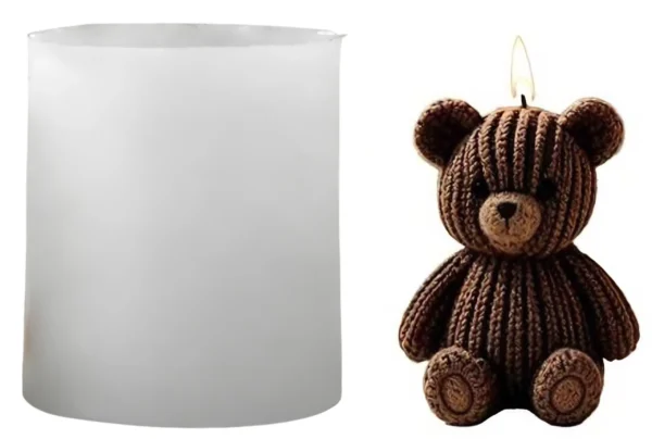 Molde de Silicona Osito de Lana Sentado para Velas, Resina, Yeso y Cemento Creativo