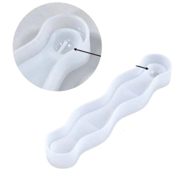Molde de Silicona Porta Sahumerios Ondulado para Resina, Yeso y Cemento Creativo