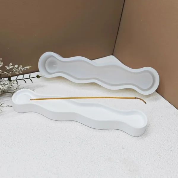 Molde de Silicona Porta Sahumerios Ondulado para Resina, Yeso y Cemento Creativo