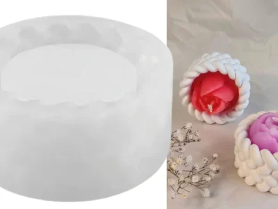 Molde-Silicona-Porta-Vela-Trenzado-Pequeño-muestra Molde de Silicona Porta Velas con Diseño de Nudos o Tejidos para Resina, Yeso y Cemento Creativo