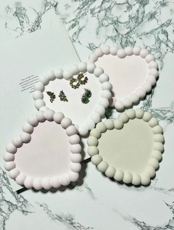 Molde de Silicona Posavasos - Porta vasos Corazón con Borde de Burbujas para Resina, Yeso y Cemento Creativo
