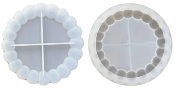 Molde de Silicona Posavasos - Porta Vaso Redondo con Borde de Burbujas para Resina, Yeso y Cemento Creativo