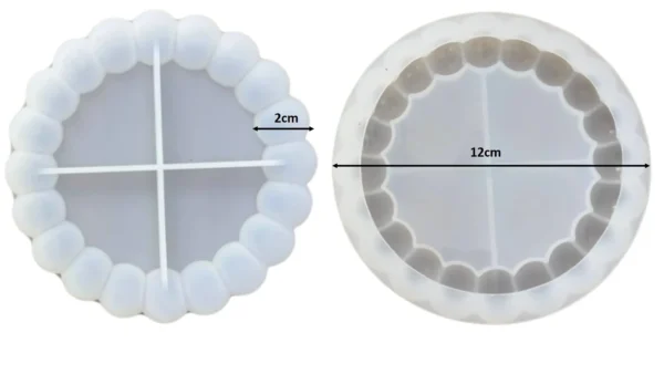 Molde de Silicona Posavasos - Porta Vaso Redondo con Borde de Burbujas para Resina, Yeso y Cemento Creativo