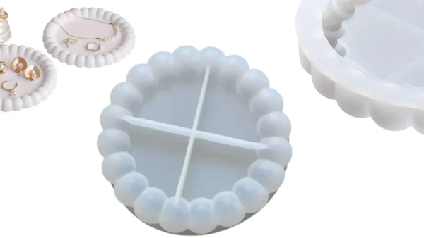 Molde de Silicona Posavasos - Porta Vaso Redondo con Borde de Burbujas para Resina, Yeso y Cemento Creativo