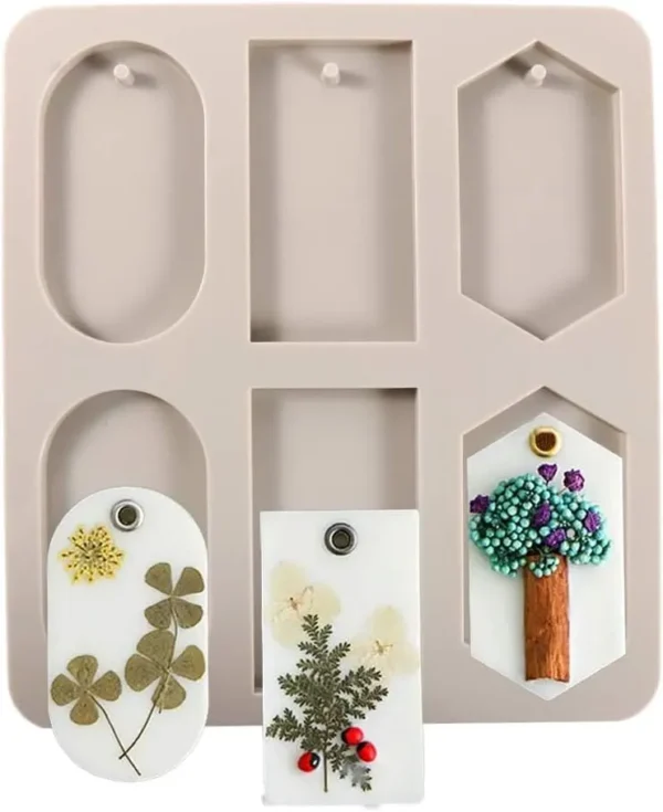 Molde de Silicona con 6 Cavidades (Rectángulo, Óvalo y Hexágono) para Jabones, Velas y Resina