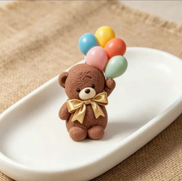 Molde de Silicona 3D Osito con Globos y Lazo para Velas, Yeso y Resina