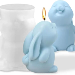 Molde de Silicona Conejito, Conejo de Ojos Cerrados para Velas, Resina, Yeso y Cemento Creativo