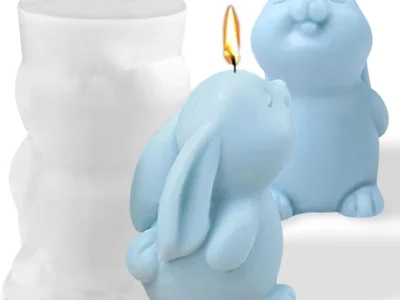 Molde de Silicona Conejito, Conejo de Ojos Cerrados para Velas, Resina, Yeso y Cemento Creativo