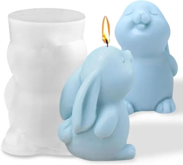 Molde de Silicona Conejito, Conejo de Ojos Cerrados para Velas, Resina, Yeso y Cemento Creativo