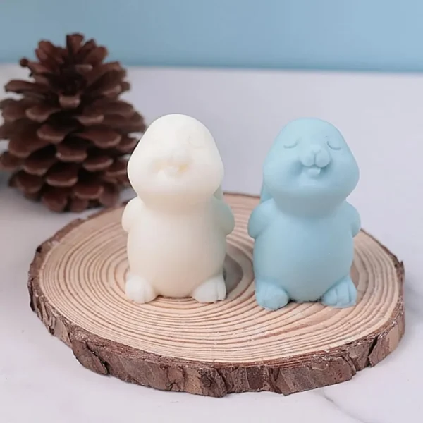 Molde de Silicona Conejito, Conejo de Ojos Cerrados para Velas, Resina, Yeso y Cemento Creativo