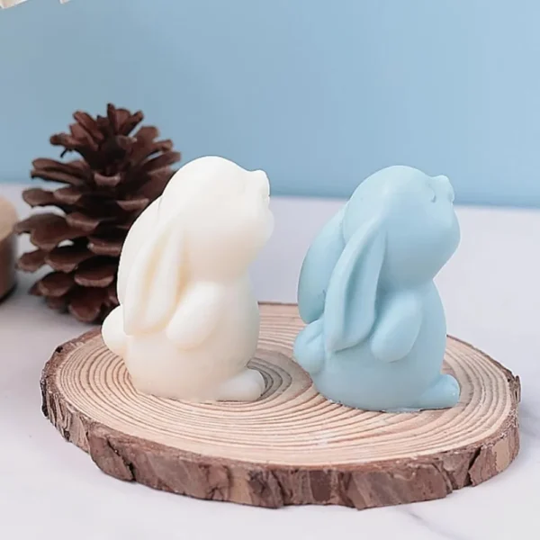 Molde de Silicona Conejito, Conejo de Ojos Cerrados para Velas, Resina, Yeso y Cemento Creativo