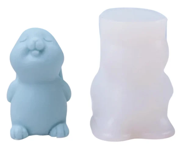 Molde de Silicona Conejito, Conejo de Ojos Cerrados para Velas, Resina, Yeso y Cemento Creativo