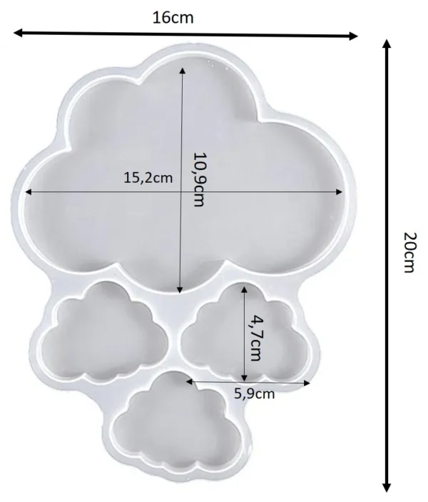 Molde de silicona Colgante tipo cartel 4 nubes