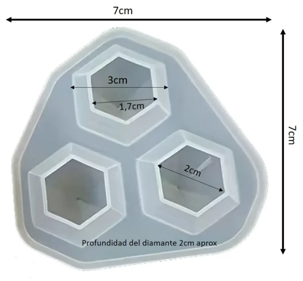 Molde de silicona 3 diamantes - Joyería en resina epoxi