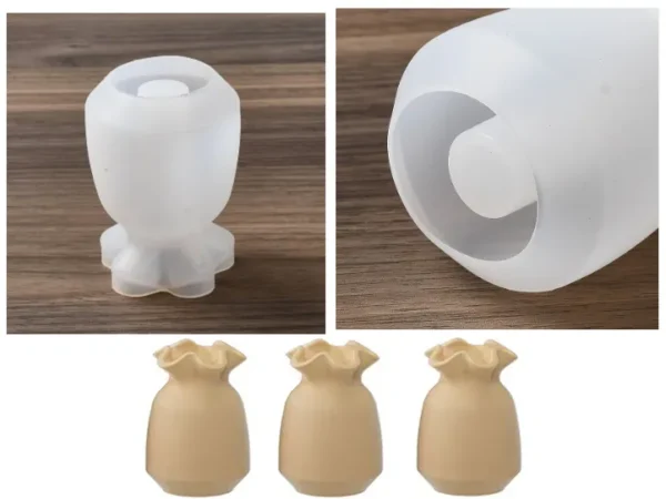 Molde de silicona florero con boca ondulada