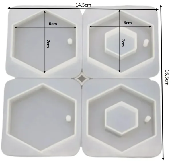 Molde de silicona llaveros hexagonales X4