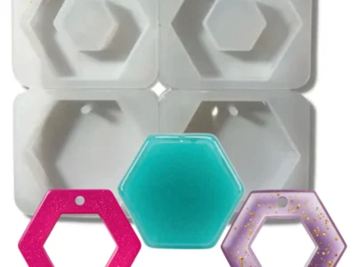 Molde-llaveros-exogonales-X4-muestras Molde de silicona llaveros hexagonales X4
