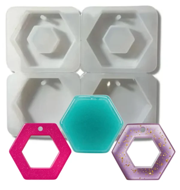 Molde de silicona llaveros hexagonales X4