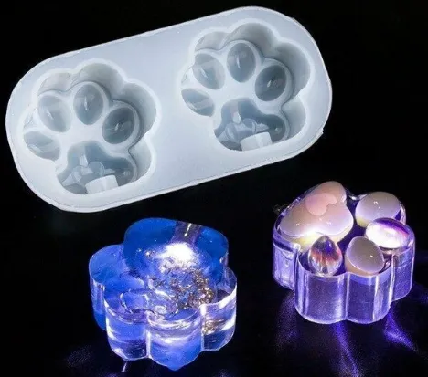 Molde de silicona huellitas gato-perro x2