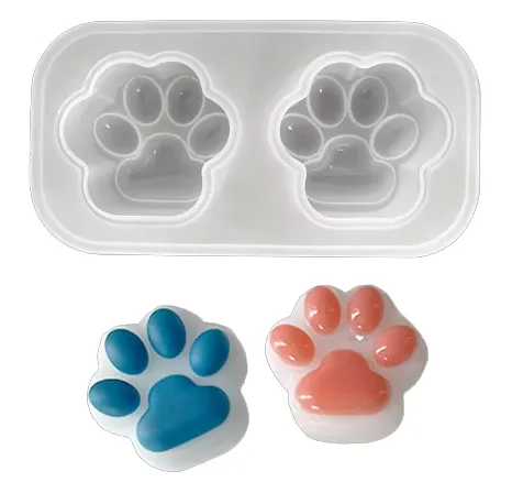 Molde de silicona huellitas gato-perro x2
