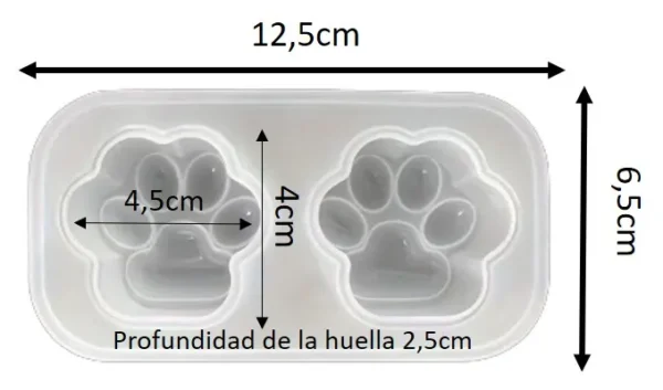 Molde de silicona huellitas gato-perro x2
