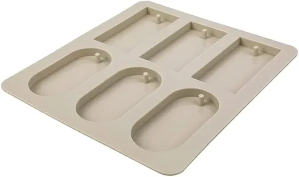 MOLDE DE SILICONA TAG X6 OVALADA RECTANGULAR (GRIS) para Yeso, Jabones, Velas y Resina