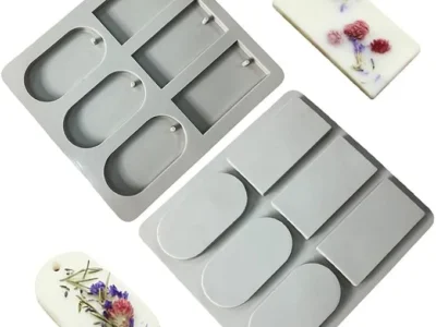 MOLDE DE SILICONA TAG X6 OVALADA RECTANGULAR (GRIS) para Yeso, Jabones, Velas y Resina