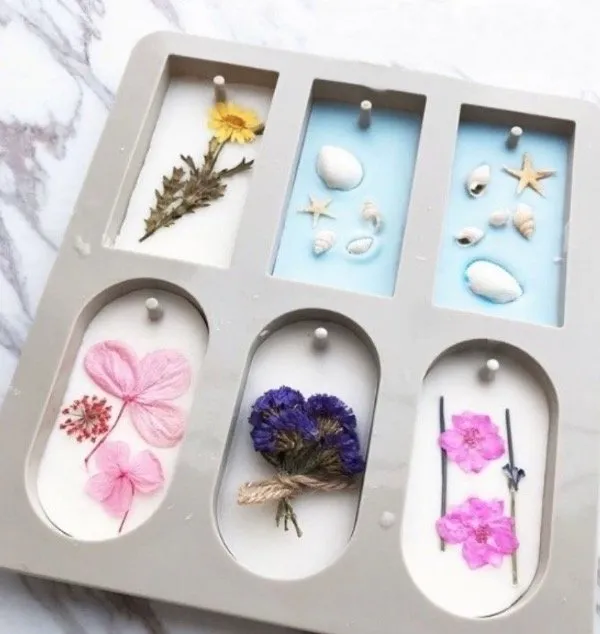 MOLDE DE SILICONA TAG X6 OVALADA RECTANGULAR (GRIS) para Yeso, Jabones, Velas y Resina